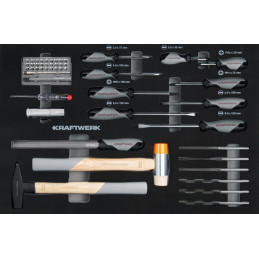 Insert avec 21 outils - Tournevis et outils de frappe - pour servante d'atelier - 60x40 cm Basic Line - KRAFTWERK