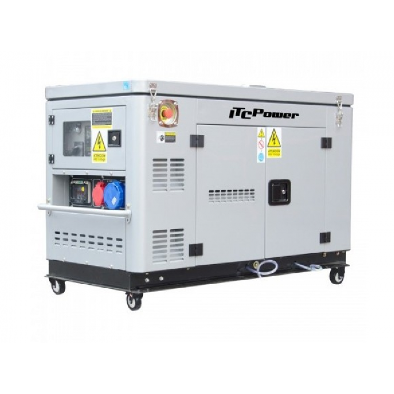 Groupe électrogène DG12000XSE-T Diesel - 10 kW - 12.5 kVA - Mono et Triphasé - AVR - Démarrage électrique - 72 dB(A) - ITC POWER