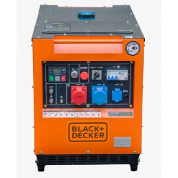 Groupe électrogène BXGND7900E diesel - 7.9 kW - 230V/400V - Insonorisé - Démarrage électrique/manuel - 56 dB(A) - BLACK & DECKER