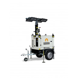 Tour d'éclairage mobile AURORA ALPHA K-L-4X320-S - 4 LED 320W, 5000 m², GE Kolher Diesel 1500 rpm, H 8.5m, levage manuel - SMGW