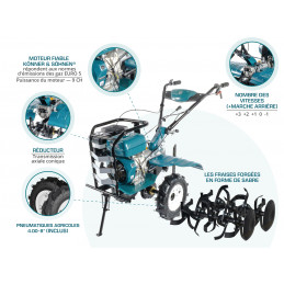 Motorcyclist gasoline KS 9HP-1350G-3 (400) - 9 CV - Labour width ≤ 134 cm / depth ≤ 35 cm - Könner & Shönen