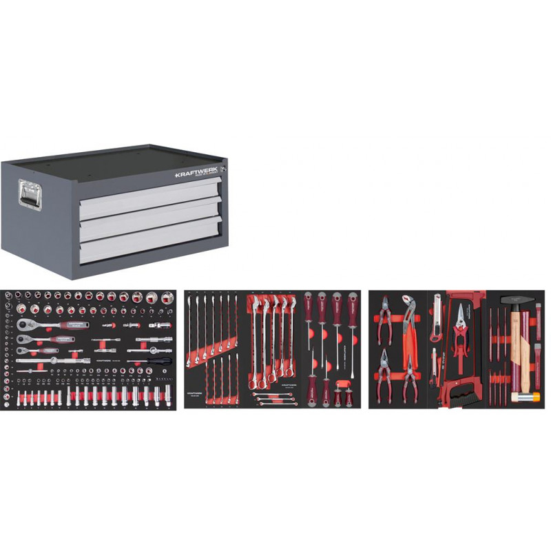 Top (workshop trolley) for BT700 LT700 3 drawers with 189 tools - KRAFTWERK