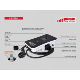 Charging station for electric vehicles KS X32/1 - 7 KW - 230V - 32A - 1 phase - Könner & Söhnen