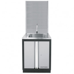 Stainless steel sink with cabinet and perforated panel - KRAFTWERK