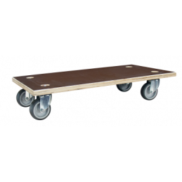 Rolling tray with glissnot wood, 600 x 300 mm, TPE wheels, CU 150 kg - FIMM