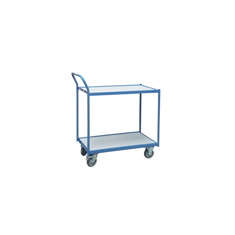 Trolley with 2 wooden trays, single vertical handle, 1000 x 600 mm, CU 250 kg - FIMM