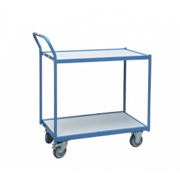 Trolley with 2 wooden trays, single vertical handle, 850 x 500 mm, CU 250 kg - FIMM