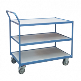 Trolley with 3 wooden shelves, single vertical handle, 1000 x 600 mm, CU 250 kg - FIMM