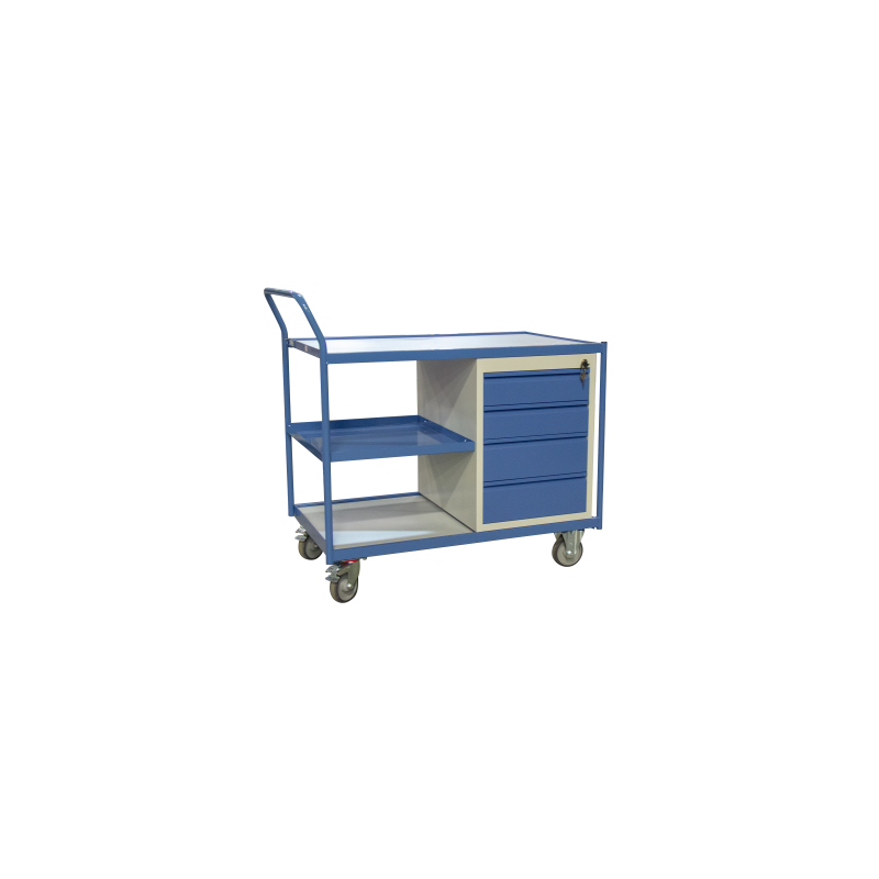 Service trolley, half sheet metal top and 4 drawers, CU 250 kg - FIMM
