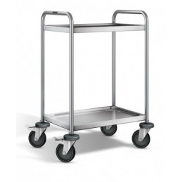 Chariot tertiaire, inox 304 L, 2 plateaux, 600 x 400 mm, CU 120 kg - FIMM