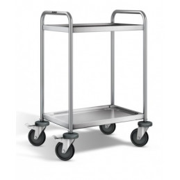 Tertiary trolley, 304 L stainless steel, 2 shelves, 600 x 400 mm, CU 120 kg - FIMM