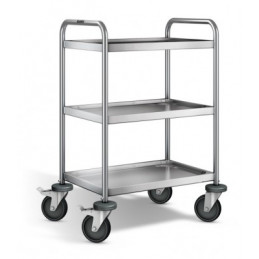 Chariot tertiaire, inox 304 L, 3 plateaux, 600 x 400 mm, CU 120 kg - FIMM