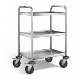 Tertiary trolley, 304 L stainless steel, 3 shelves, 600 x 400 mm, CU 120 kg - FIMM
