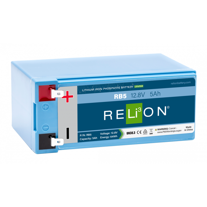 Lithium battery 12.8 V - 5Ah - F2 Terminal - LiFePO4 - RELiON