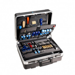 FLEX case - ABS robust tool case, flexible and spacious without tools - Elastic version - B&W