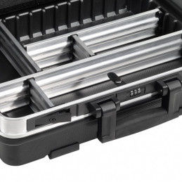 Valise GO - ABS sturdy tool case with wheels and telescopic handle - without tools - Elastic version - B&W