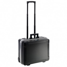 Valise GO - ABS sturdy tool case with wheels and telescopic handle - without tools - Elastic version - B&W