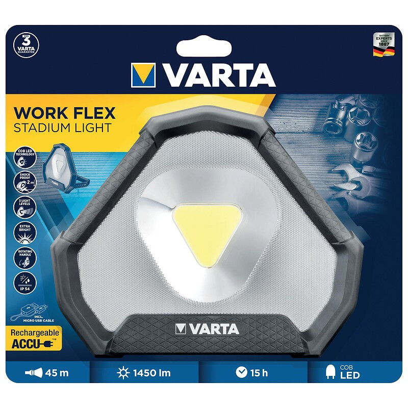 Projecteur de chantier LED COB rechargeable 1540 lm Work Flex Stadium Light - VARTA