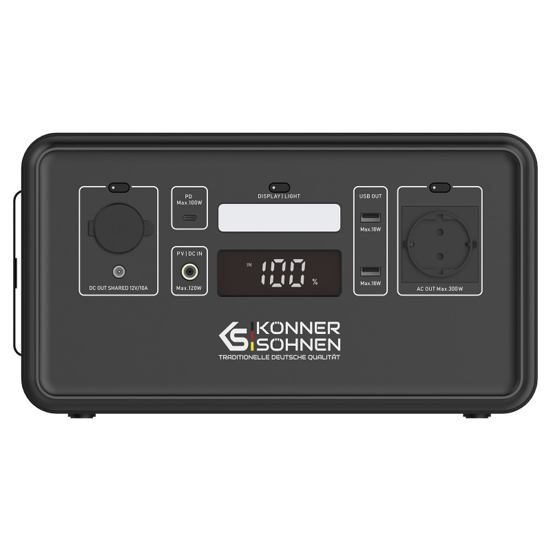 KS 300PS portable power station - rated power 300W, 448 Wh battery capacity - Könner & Söhnen