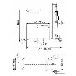 Manual gauge AY-2500-APM - Lift height 2500 mm - CU 1000 kg - AYERBE