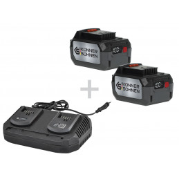 Battery charger + 20V KS-C35A+KS-20V4-1 lithium battery (2 pieces) - Konner & Sohnen