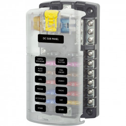 Fuse carrier box 12 circuits and 1 positive input with lid - Without packaging/notice - Blue Sea Systems