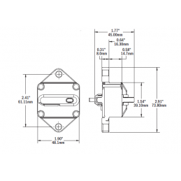 Disjoncteur thermique encastrable - série 285 -  25A - Sans emballage/notice - Blue Sea Systems