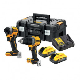 Kit 2 tools - Percussion drill + shock screwdriver + 2 XR batteries 18V 5Ah Li-Ion Powerstack - DEWALT