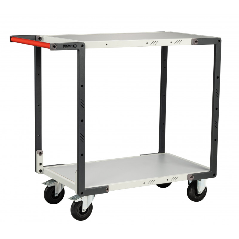 Flat-pack Servant 2 melaminated trays - 850 x 500 mm - CC wheels - CU 250 kg - FIMM