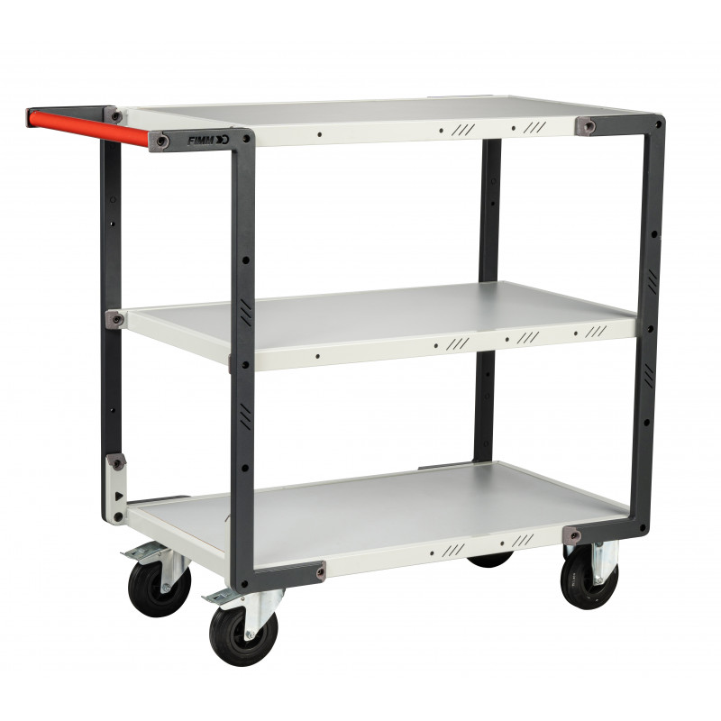 Flat-pack Servant 3 melaminated trays - 850 x 500 mm - CC wheels - CU 250 kg - FIMM