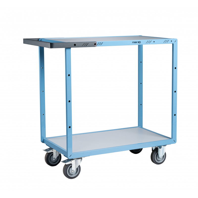 Mechanic-welded 2 melamine trays - 850 x 500 mm - TPE wheels - 250 kg - FIMM