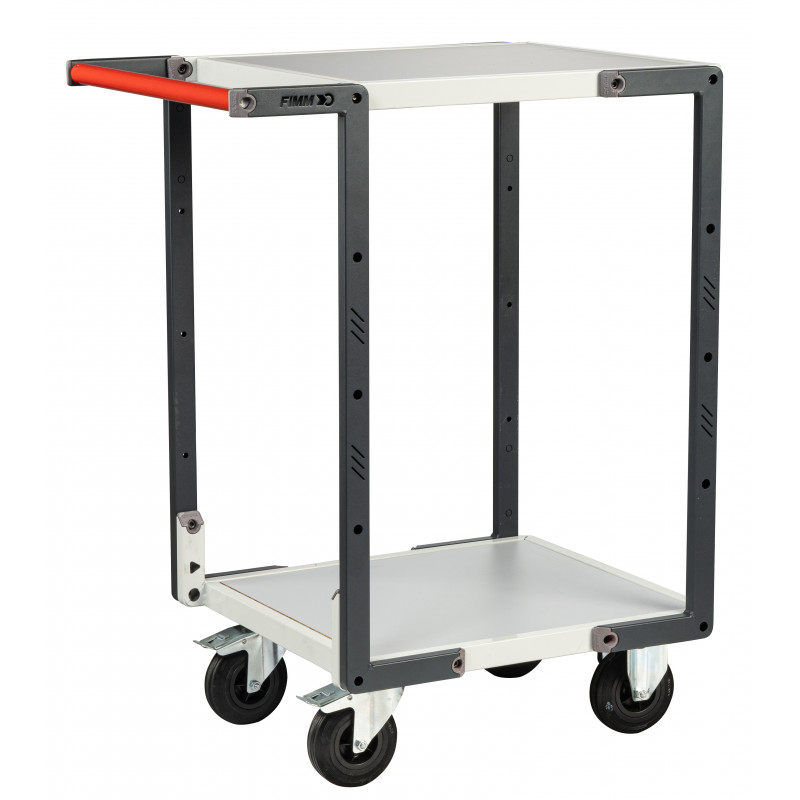 Flat-pack Servant 2 melaminated trays - 550 x 500 mm - CC wheels - CU 250 kg - FIMM