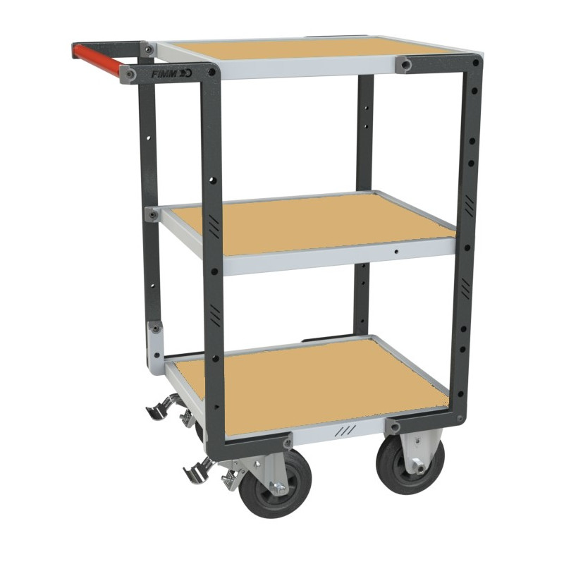 Flat-pack Servant 3 medium trays - 550 x 500 mm - CC wheels - CU 400 kg - FIMM