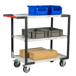 Flat-pack Servant 3 melaminated trays - 850 x 500 mm - wheels TPE - CU 250 kg - FIMM