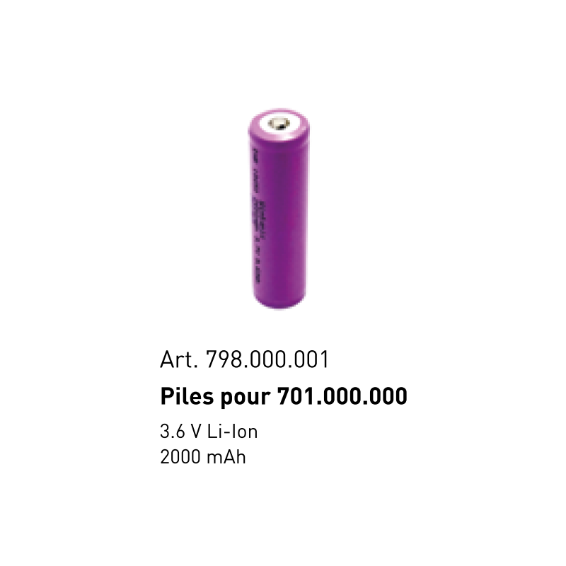 Batterie,  3.6 V, 2000 mAh, Li-Ion 18650, pour lampe LED COMPACT 500 Art. 701.000.000 - KRAFTWERK