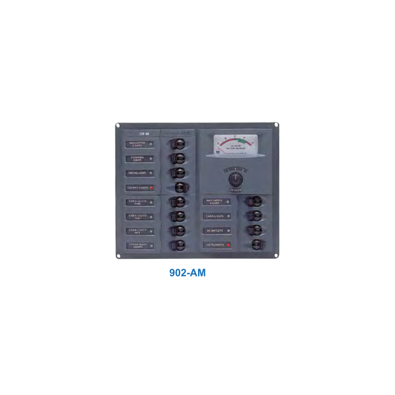 Tableau électrique 12 disjoncteurs CC avec voltmètre analogique - MARINCO BEP