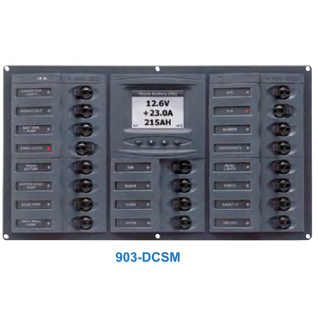 Tableau électrique 20 disjoncteurs CC avec contrôleur de batterie digital - MARINCO BEP