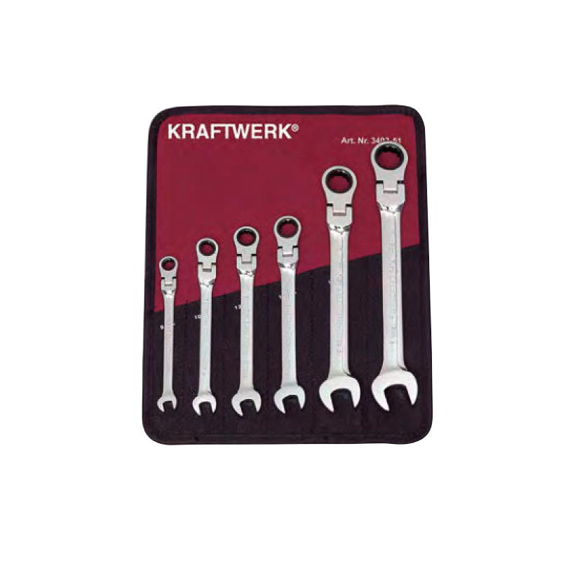 Jeu de 6 clés combinées à cliquet articulées CK de 8 à 19 mm - KRAFTWERK