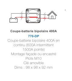 Coupe batterie 400A 12V/24V/48V Bipolaire